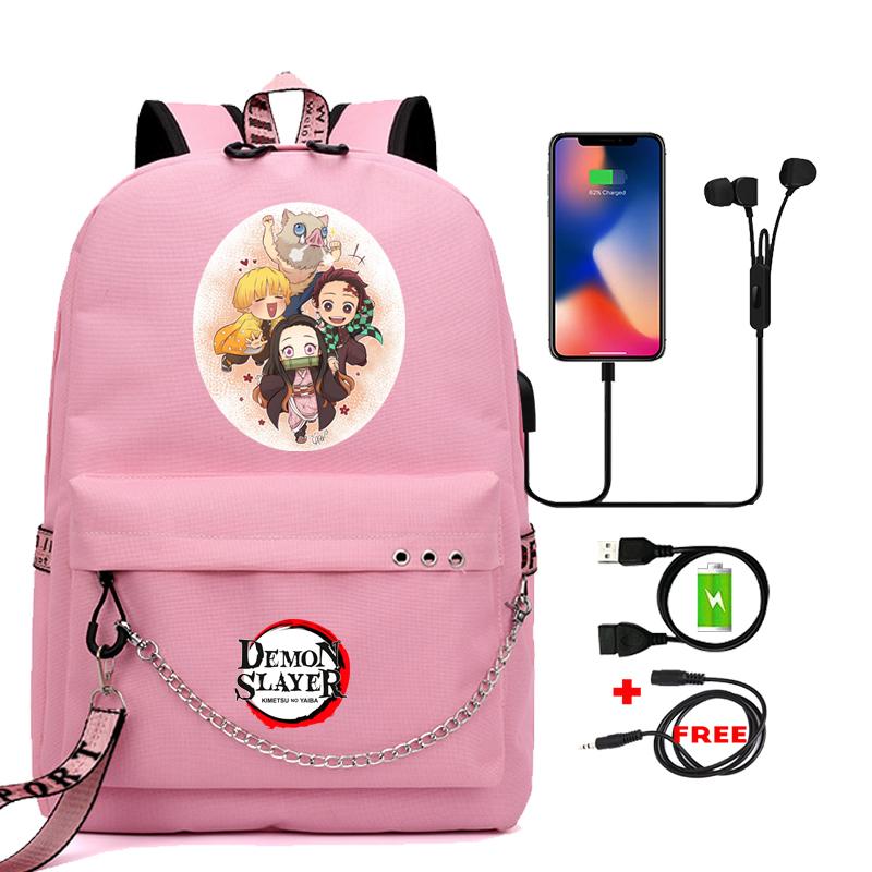 Аниме Demon Slayer Nezuko Bookbag Подростковый рюкзак Школьные ранцы для мальчиков и девочек Mochilas Мультяшный принт Сумка для ноутбука Снова в школу Рюкзак