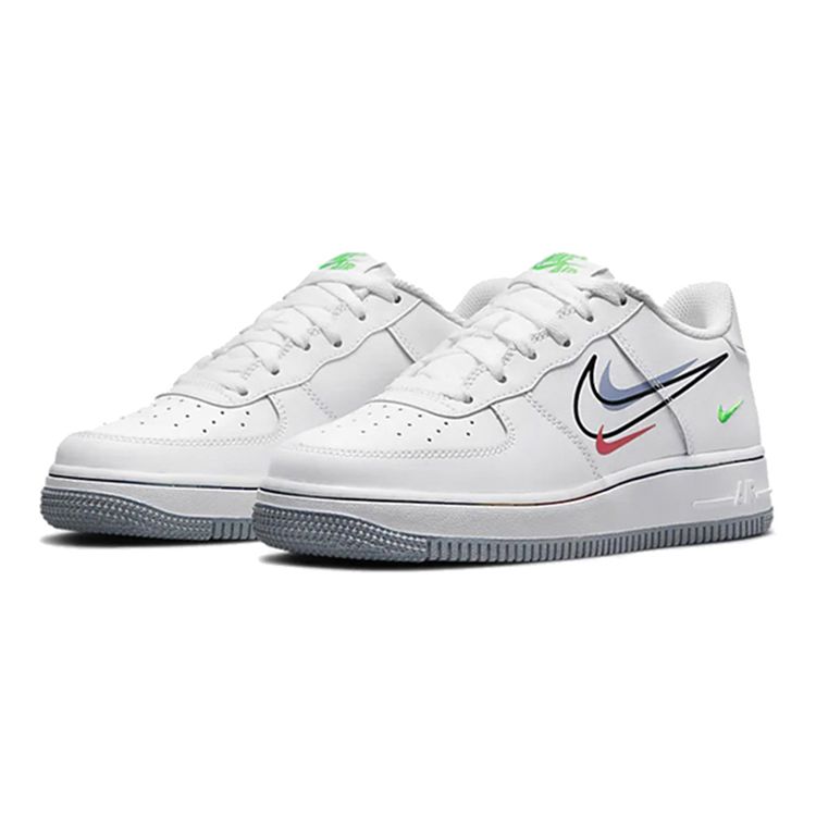 Nike Детские кроссовки Air Force 1 Low GS Multi Swoosh Белый алюминий-синий Черный DM9473-100