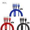 1-4Pcs 3 In 1 USB Charger Fast Charging Cable Type C Micro IOS Multi Charger Cable for iPhone Huawei Samsung Nylon Braided Cord