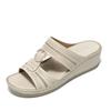 New Summer Hollow Wear-resistant Sandals Women's Car Line Adhesive Wedge Heel Thick-soled Slippers Women