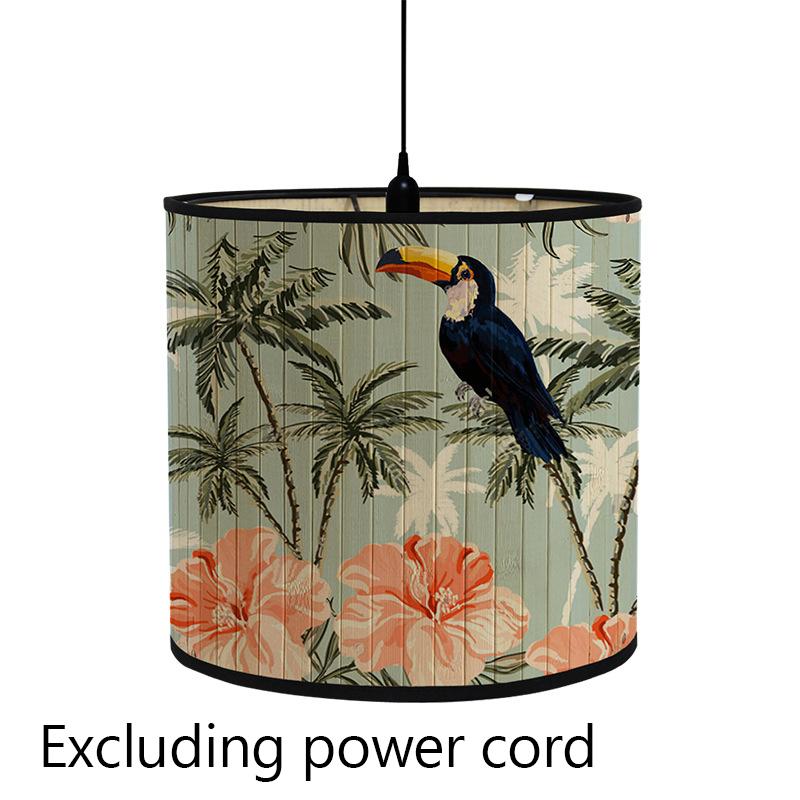 Абажур с цветочным принтом птицы, складной ретро бамбуковый абажур, абажуры ручной работы с зелеными растениями