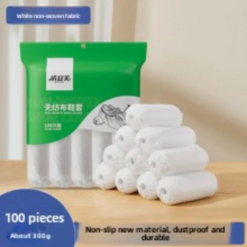 New 100pcs Disposable Boot Shoe Cover Non-Slip Stretchy Foot Booties Shoe Coverings for Workplace Indoor Carpet Floor Protection