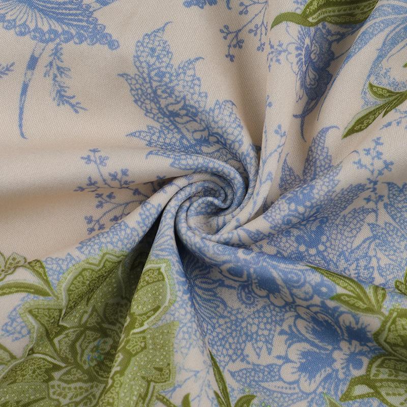 European and American V-neck Asymmetrical Printed Sexy Slim Side Split Dress