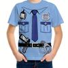 Funny Cartoon Police 3d Print Boys Creative T-Shirt Casual Lightweight Short Sleeve Tee Tops Boys Clothes for Summer