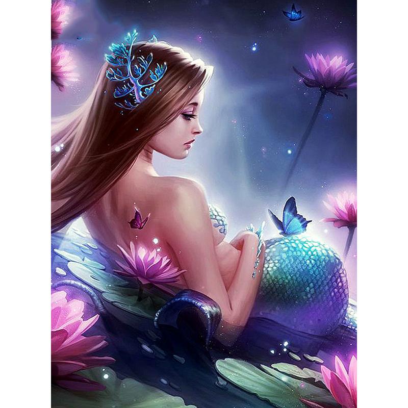 Diamond Embroidery Full Display Portrait Picture Rhinestones 5D DIY Diamond Painting Mermaid Decor Home Gift