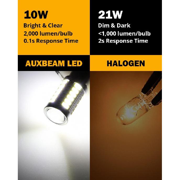Светодиодные лампы Auxbeam 7440 W21W 7441, 6500K Белый, Суперяркие 7440A 7440AL Светодиодные лампы заднего хода для автомобилей, грузовиков, мотоциклов, 3030-SMD 12V, Упаковка из