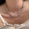 New Niche Design Simple Style Gray Irregular Baroque Pearl Necklace