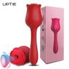 Роза Вибратор Присоска для клитора Женский вакуумный стимулятор сосков Вибрирующий фаллоимитатор Вагина 2 в 1 Секс-игрушки Товары для женщин Взрослые 18