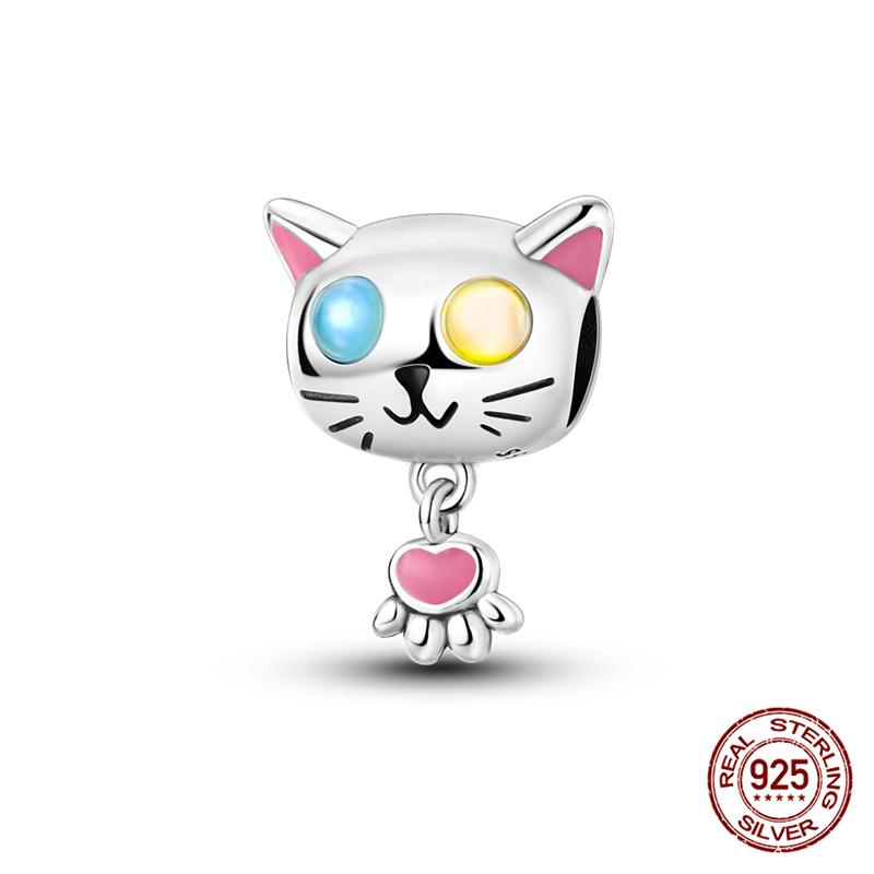 Original Owl Beads 100% 925 Silver Lucky Cat Elephant Charms Fit Original 925 Bracelet DIY Jewelry Making Women's Gift