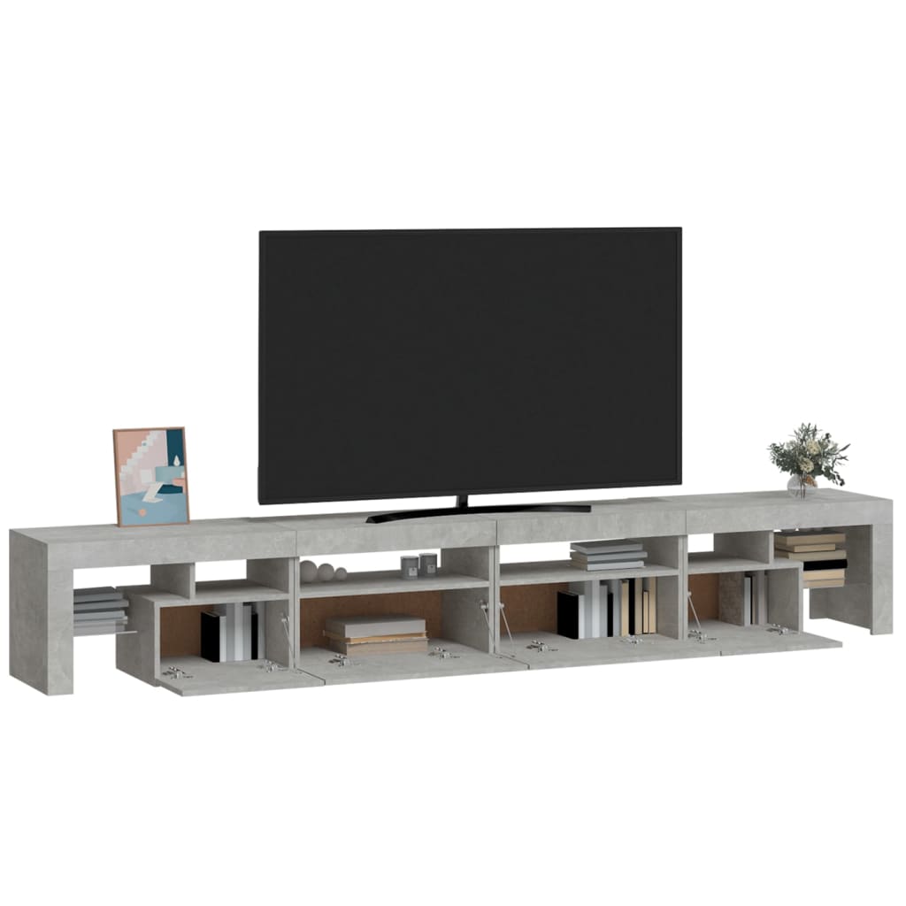 Vidaxl Szafka Pod Tv Z Oświetleniem Led, Szarość Betonu, 260X36,5X40Cm