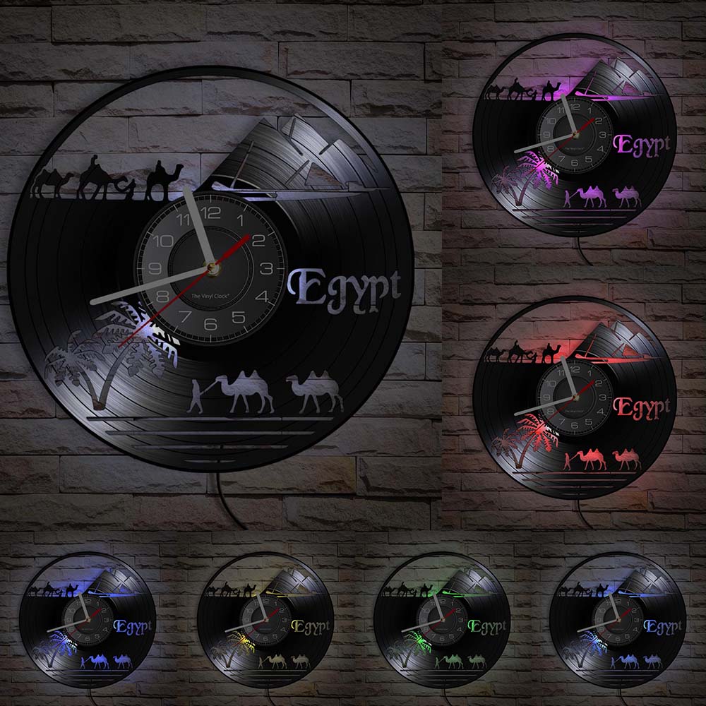 Египетская тема, пирамида, винтажные настенные часы, пустынный мир, Сахара, верблюд, декоративные настенные часы, уникальный подарок для путешествий в Африку