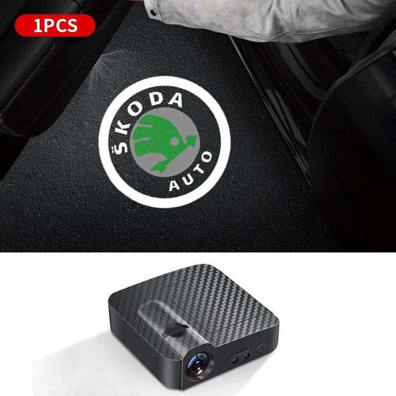 LED Car Door Welcome Light Decorative Light Car Accessories for Skoda Octavia Fabia Kamiq Kapoq Kodiaq Rapid SCALA Superb Yeti ahe200