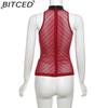 BITCED Summer Women's Fashion Sexy O-Neck Sleeveless Mesh Tank Top