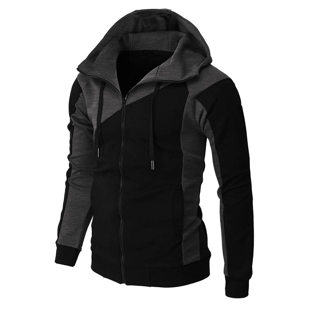 Men's Casual Sports Sweatshirt Long Sleeve Zipper Hooded Jacket Coat
