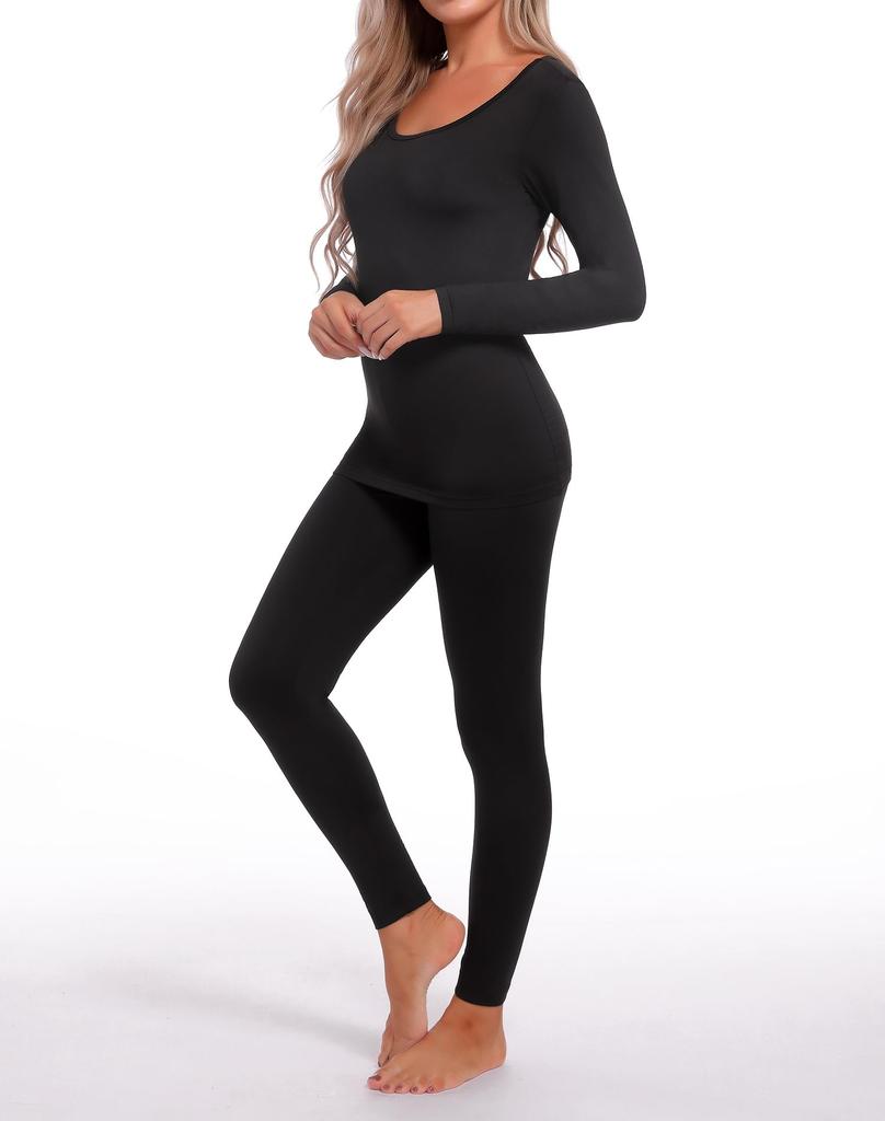 INNERSY Heattech Теплое термобелье Рубашка с длинным рукавом и и Идеально для осени и Размеры Женский комплект, На флисовой подкладке, Леггинсы, Влагоотводящий