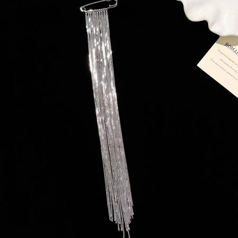 Брошь-цепочка с кисточками из сплава Преувеличенная Серебристый Цвет Аксессуары для Сумки Ювелирные Аксессуары Длинный Орнамент-цепочка с Кисточками