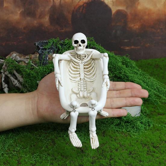 Скелетный цветочный горшок Смола Скелет в ванне Кашпо для растений Готический домашний декор Кашпо для суккулентов Хэллоуин Настольное украшение для каминной полки