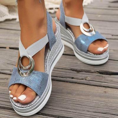 Летние босоножки на танкетке для женщин, нарядные, удобные, с открытым носком, на высоком каблуке, женская обувь, элегантные босоножки на каблуке