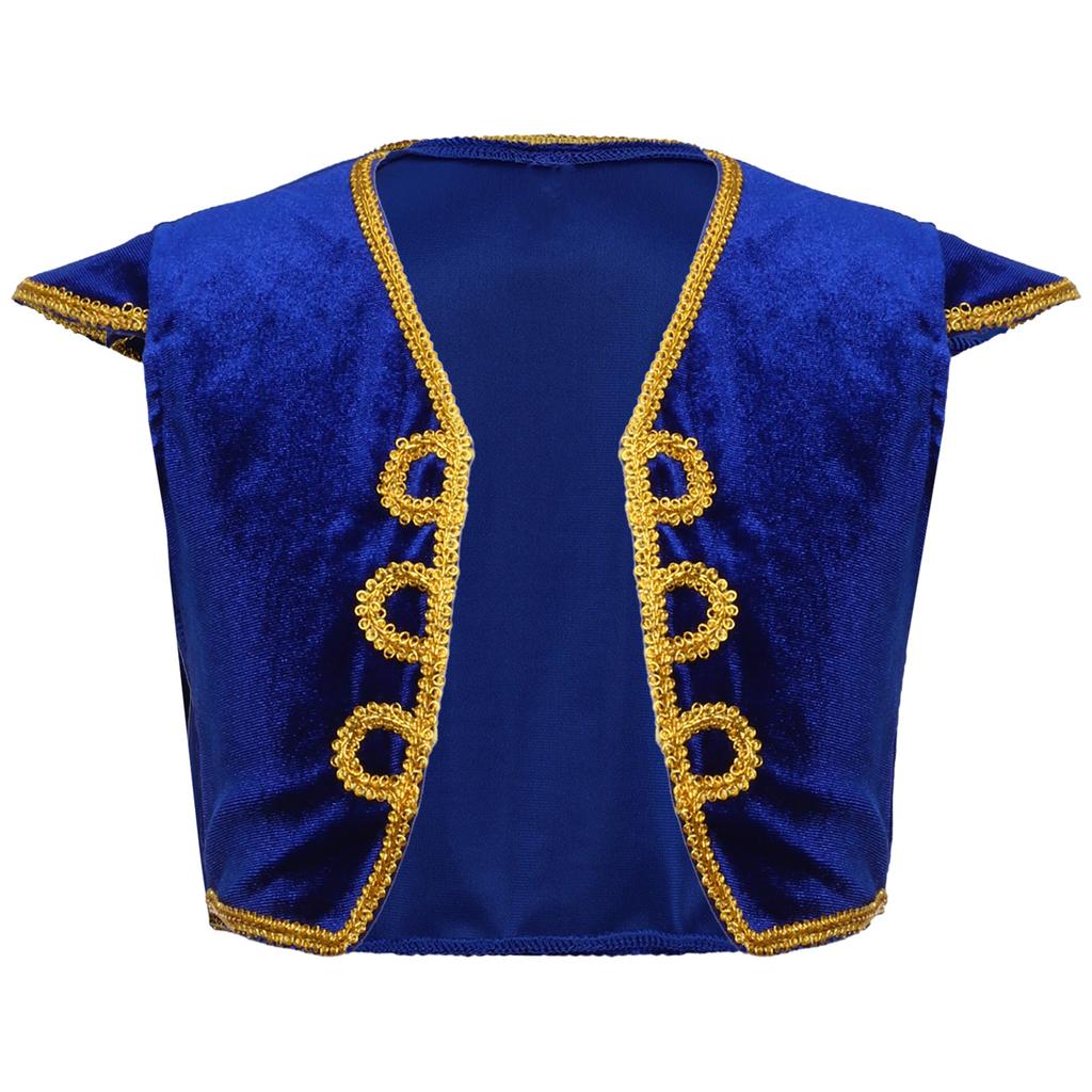 Костюм арабского принца для мальчиков, жилет с рукавами-крылышками и V-образным вырезом, наряд для тематической вечеринки, косплея, Хэллоуина, выступления