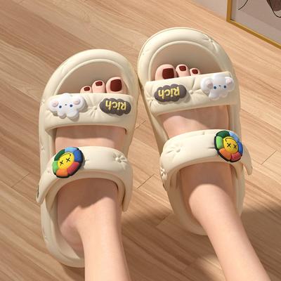 Женские домашние тапочки Eva, летние модные нескользящие сандалии с толстым дном и открытым носком, с круглым носком, для ванной комнаты, Pantufa Feminina