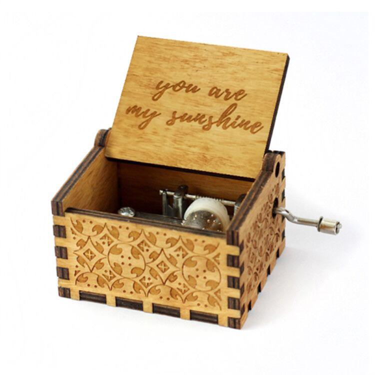 Wooden Music Box "You Are My Sunshine " Hand Cranked Wooden Music Box Valentine's Day Birthday Gif