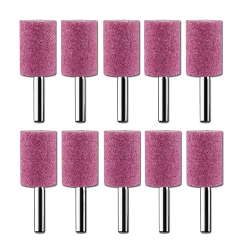 Ceramic Grinding Stone Head with 6mm Shaft, 10 Pieces Included, Cylindrical Grinding Stone Buff, for Electric Drills with Diameters from 10mm To 50mm,