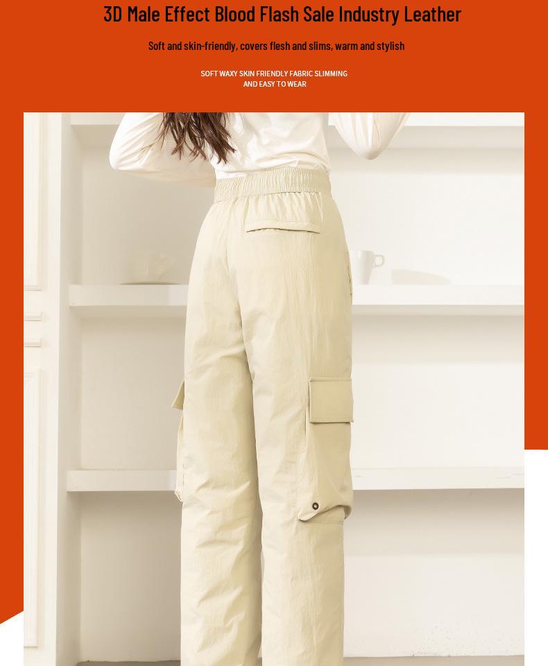 Women's High-End Winter Goose Down Cargo Pants - Windproof Ski Outerwear 2025