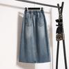 DIMANAF 2025 Новая летняя джинсовая юбка Женская Свободная Повседневная Джинсовая Большая Синяя