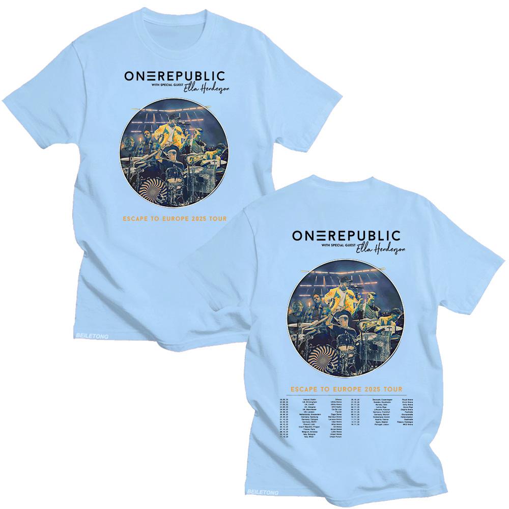 Футболка OneRepublic Escape To Europe 2025 Tour, подарок фанатам OneRepublic, идеальная футболка из хлопка, повседневная, новые унисекс-топы, тренды, футболка Y2k