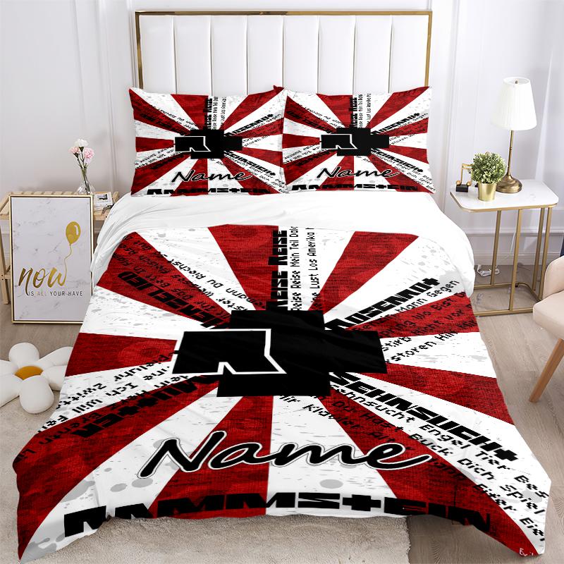 Custom Textile Rammstein Metal Bedding 3 Piece Set HD Print Duvet Cover Pillowcases for Teens Adult Bedroom Decoration