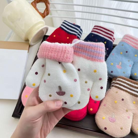 Kids Winter Gloves Cute Cartoon Plush Warm Gloves Fleece-Lined Thickened Windproof Gloves for Boys Girls Outdoor Playing