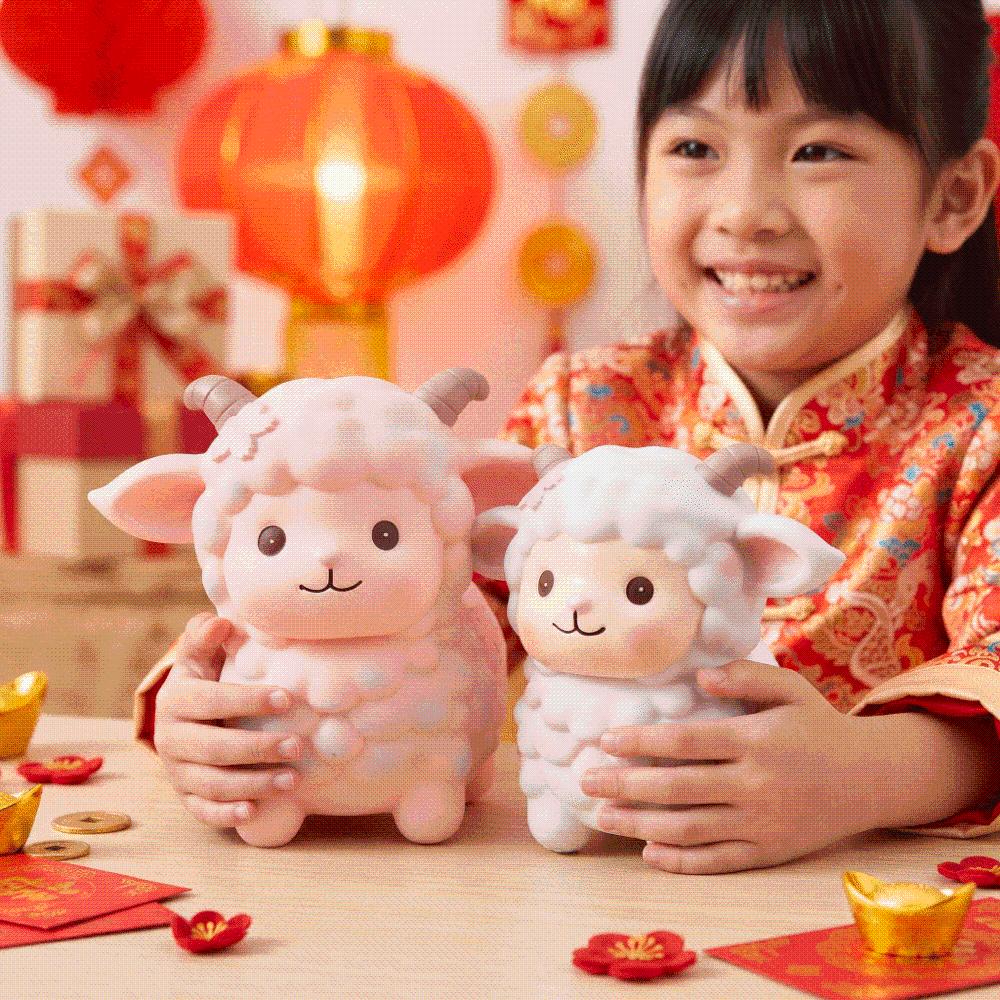 PVC Cute Sheep Bank Pastel Pink Shatterproof Piggy Banks Zodiac Lamb Coin-box Nursery Rooms
