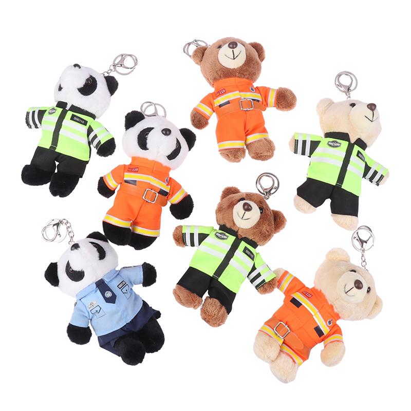 Дорожная полиция Маленький медведь панда плюшевые игрушки брелок полиция пожарные животные брелок кулон автомобиль рюкзак подвески сумка декор подарки