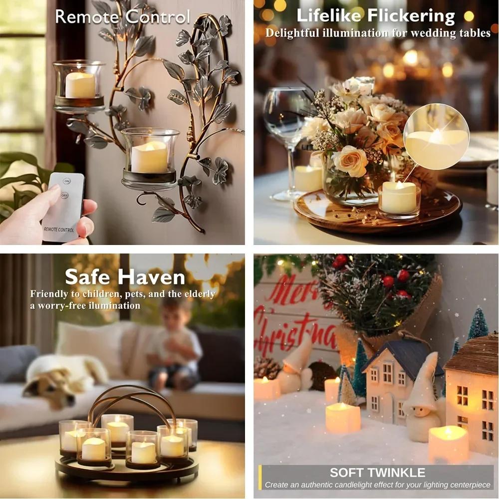 12/24 шт. в упаковке беспламенные мерцающие светодиодные свечи с дистанционным управлением светодиодные чайные свечи электронные светодиодные свечи для свадьбы, Хэллоуина, Рождества, декора