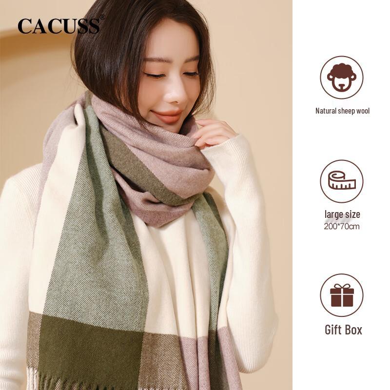CACUSS Women's Warm Wool Blend Scarf Shawl