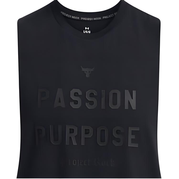 Under Armour Project Rock Letter Print Loose Fit Round Neck Sports Tank Top Men Tank Tops Black 1386896-001