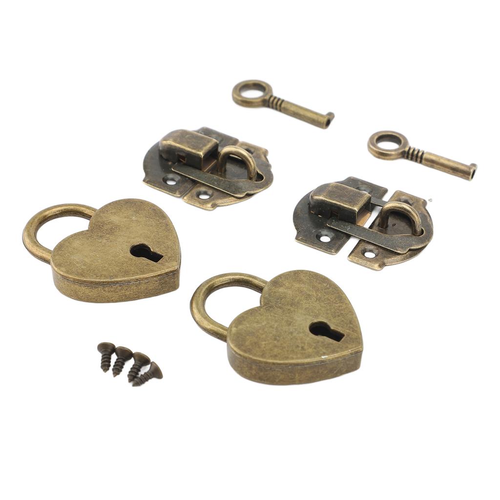 2 комплекта деревянная коробка защелка-засов набор навесной замок античная защелка-засов из цинкового сплава и в форме сердца