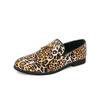Hight Quality British Street Yuppie Style Loafers For Men's Classic Leopard Print Slip-On Pointed Leather Shoes Banquet Party
