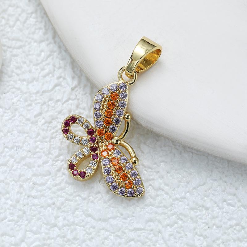 Подвеска-бабочка из позолоченной меди с цирконием для самостоятельного изготовления украшений