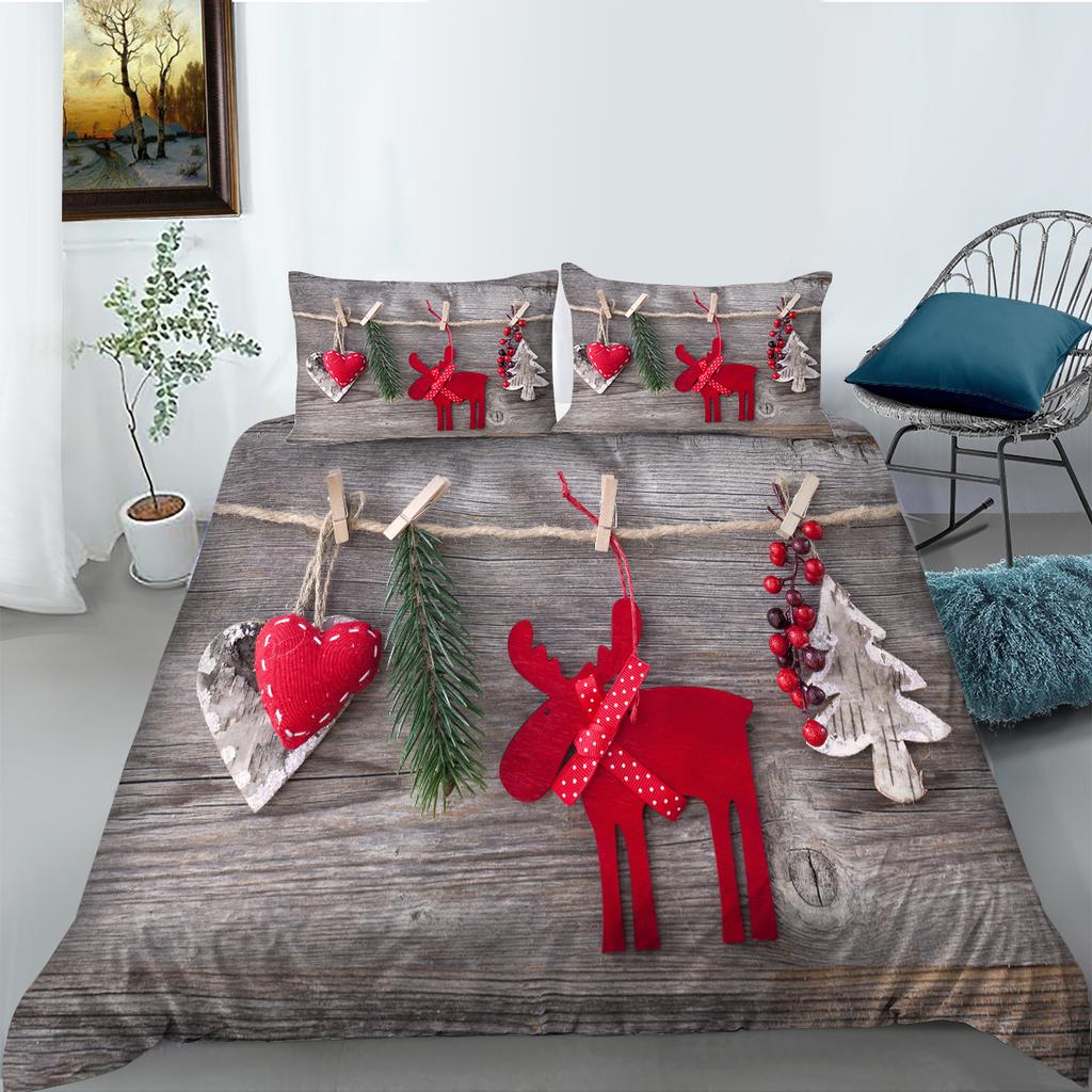 Рождественский постельный комплект Наволочка и пододеяльник Постельный комплект Пододеяльник Полный размер Односпальная/Двуспальная кровать Домашнее украшение Подарок