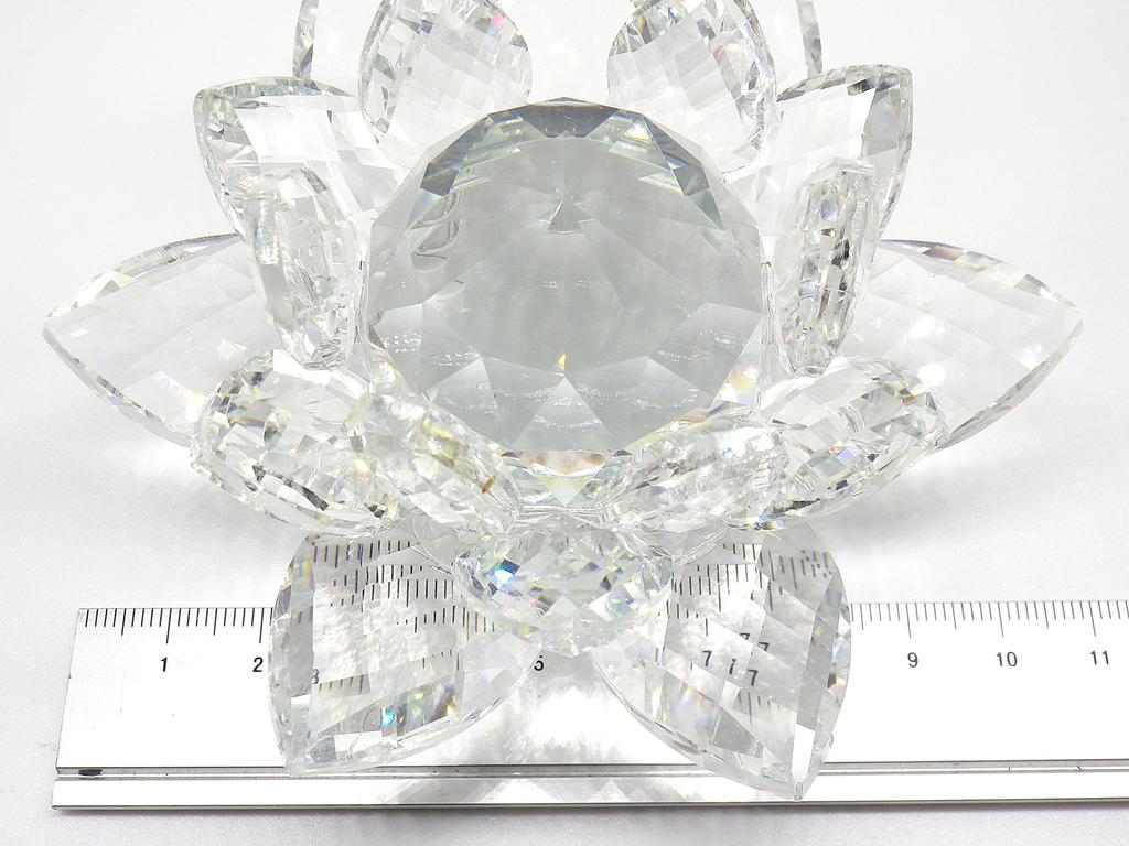 Lotus Flower Crystal Glass Ornament, Decorative Flower, Lotus, Feng Shui, Good Luck Suncatcher (10cm)