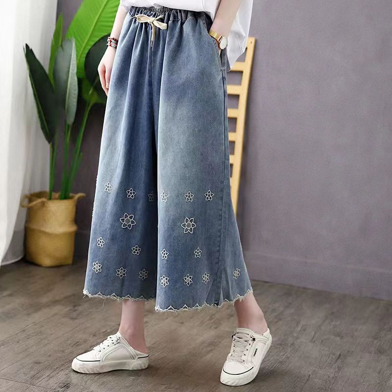 Весенне-летние женские повседневные свободные джинсы, прямые широкие брюки, большой размер