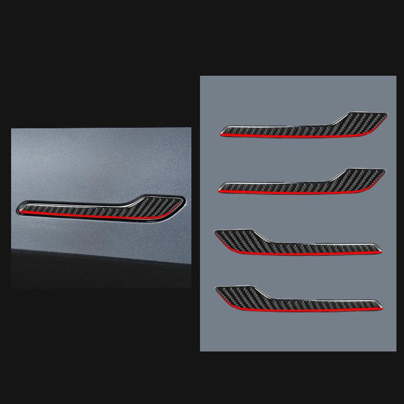 Наклейки на внешние ручки дверей из черного карбона для Tesla Model 3/Y (2017-2022 гг.)
