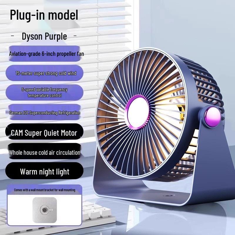 Compact Ultra-Quiet Rechargeable Desktop & Wall-Mount Fan for Office, Dorm, and Classroom Cooling