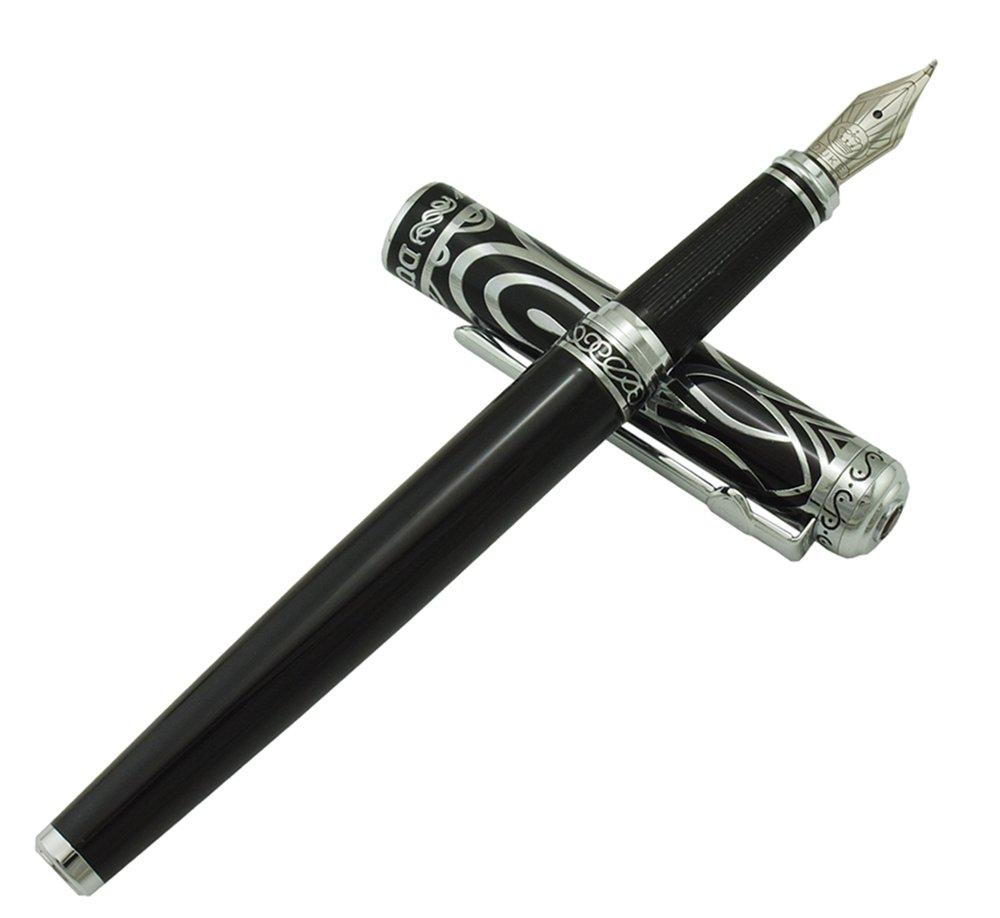 Перьевая ручка DUKE Sapphire со специальным пером Medium и Broad серебристого цвета для письма от руки и художественного рисования (0,7-1,2 мм), Перья, Отделка,