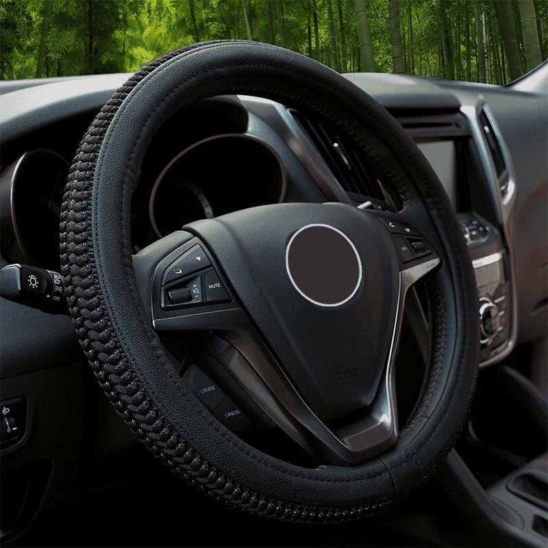 Good-Feeling Ice Silk Car Steering Wheel Cover, Universal for All Seasons, Non-Slip, Breathable, Sweat-Absorbent, Suitable for Thousands of Car Models