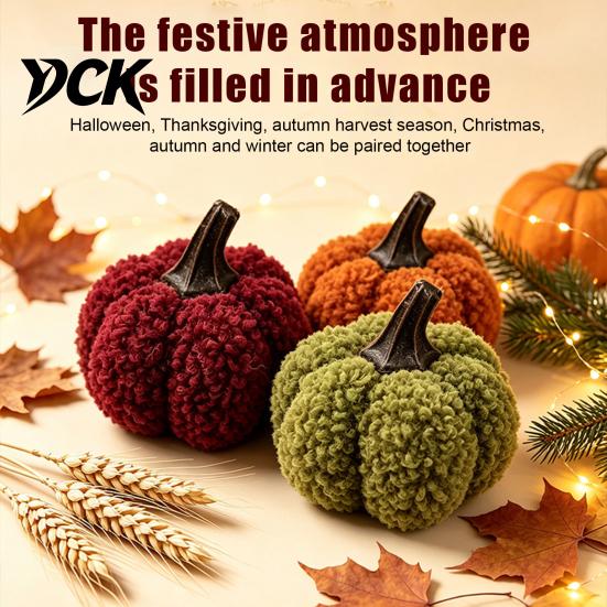 Halloween Home Decoration Mini Plush Artificial Pumpkin Decoration, Fall 3D Stuffed Autumn Harvest Table Centerpiece Ornament for Thanksgiving