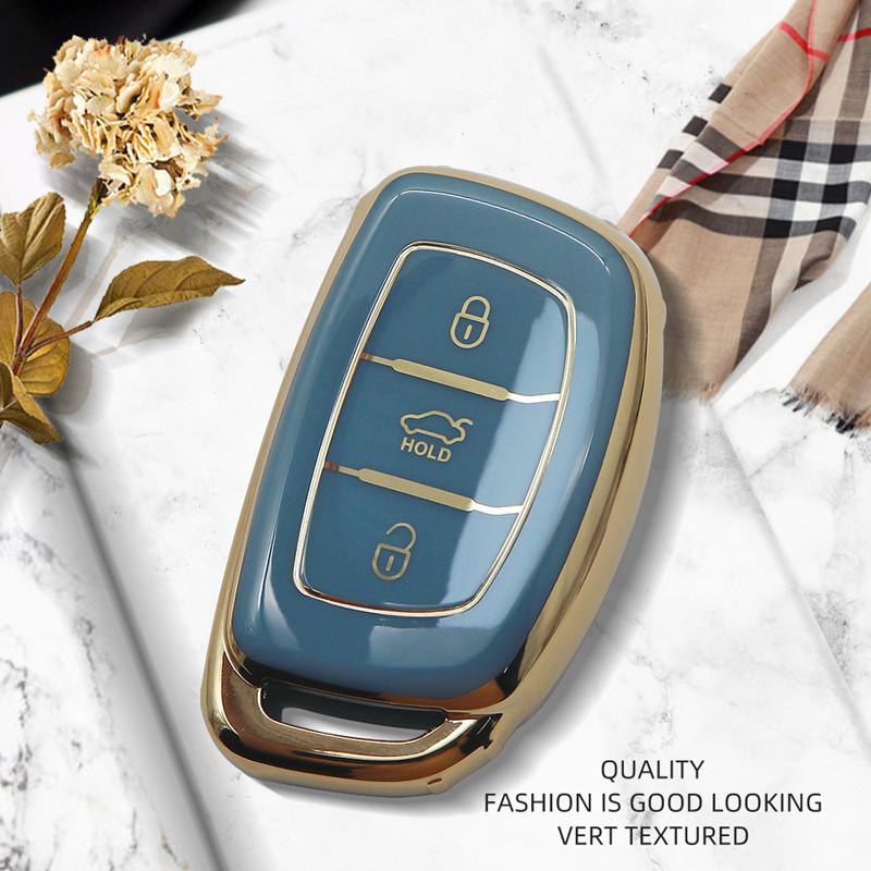 Роскошный чехол для дистанционного ключа автомобиля с золотым краем, полное покрытие для Hyundai Mistra IX35 IX25 Elantra Tucson Sonata Reina Auto