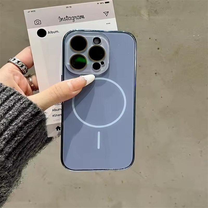 Роскошный AG Nano закаленное стекло для Magsafe чехол для iPhone 16 15 14 Plus 13 12 Pro Max беспроводная зарядка матовая жесткая задняя крышка