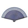 Onishi Kensei Sales Plain Short Silk Dark Fan, Blue/Indigo Bamboo, Size Approx. H21cm, S22-MTS03